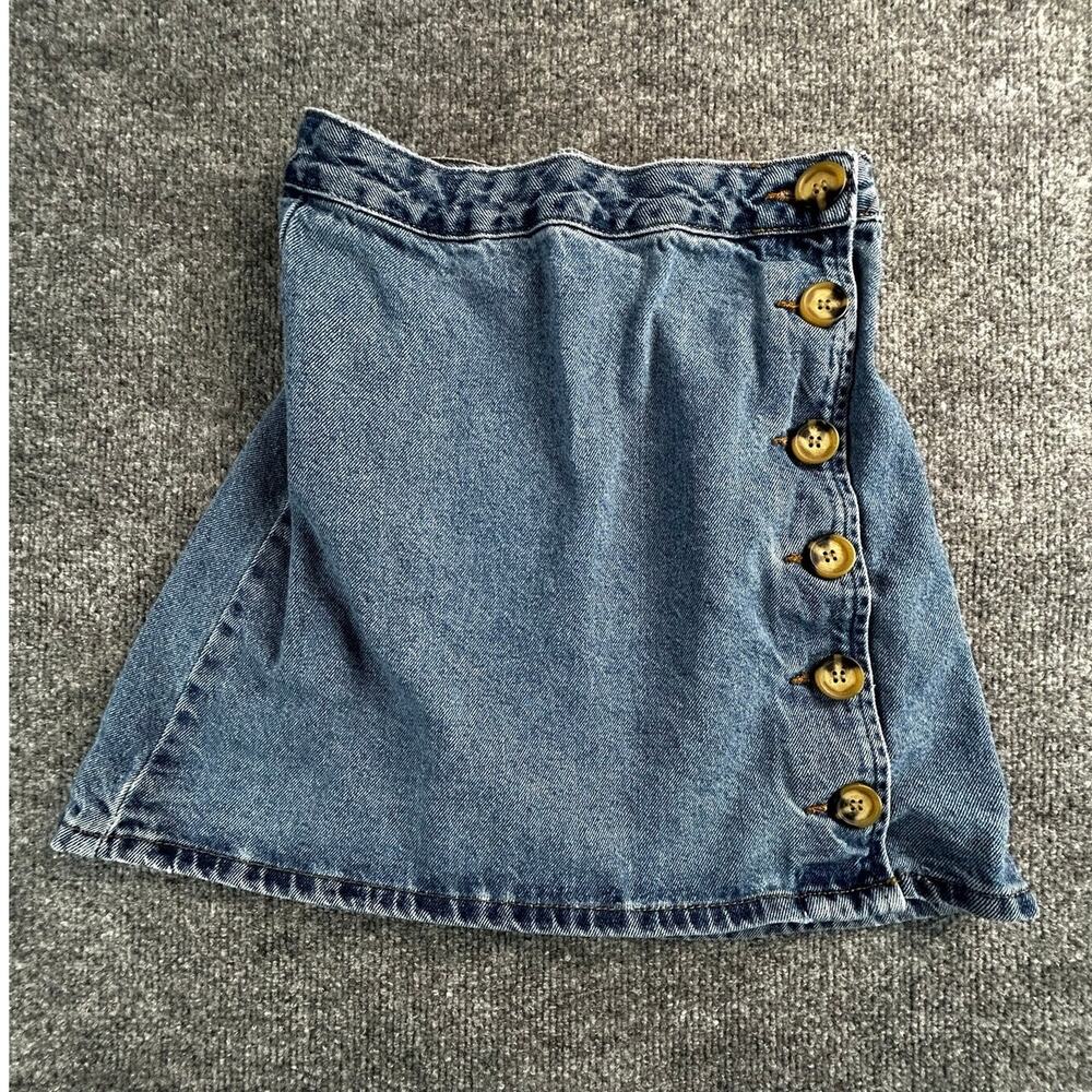 ASOS Women's US 2 Denim Wrap Mini Skirt Button Front A-Line Cotton